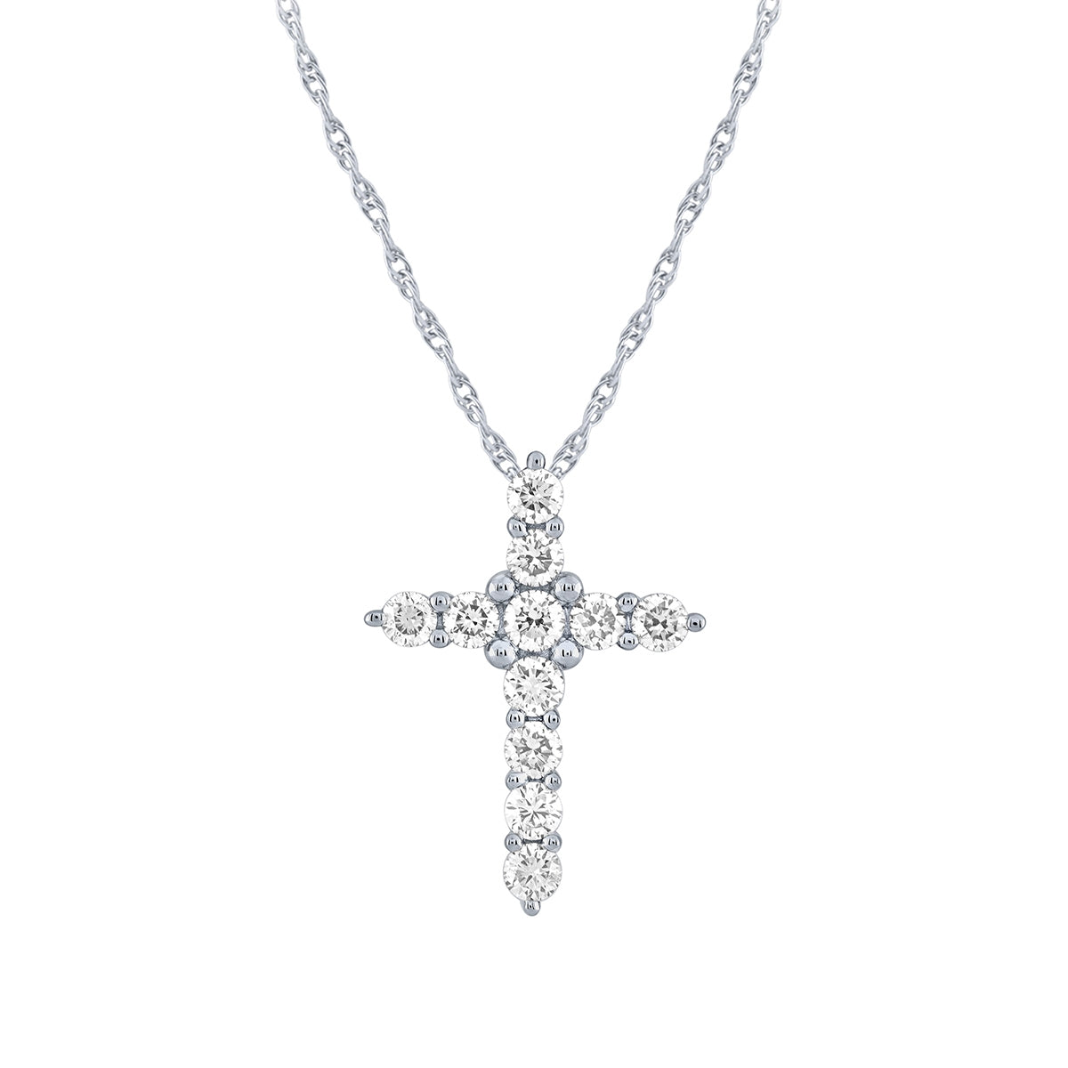 Adamante 3/4 ct. tw. Lab-Grown Diamond Cross Pendant in 10K White Gold