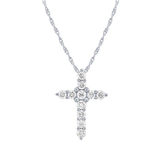 Adamante 3/4 ct. tw. Lab-Grown Diamond Cross Pendant in 10K White Gold