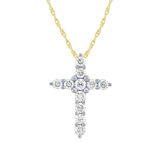 Adamante 1-1/2 ct. tw. Lab-Grown Diamond Cross Pendant in 10K Yellow Gold