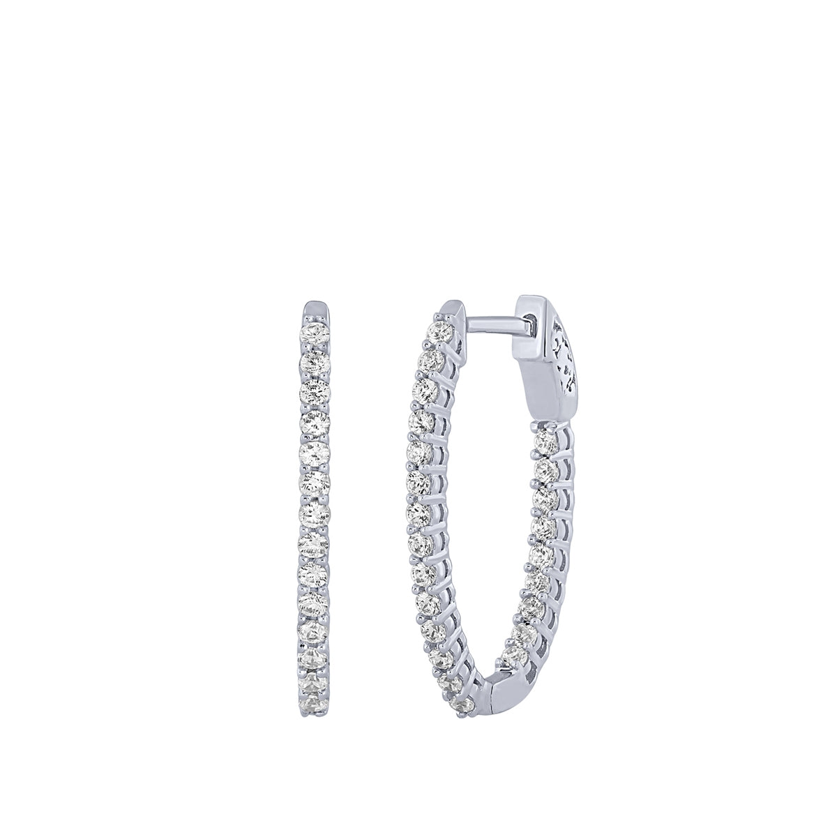Adamante 1/2 ct. tw. Lab-Grown Diamond Oval Inside Out Hoop Earrings in 10K White Gold