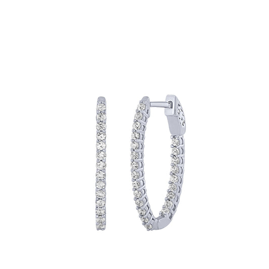 Adamante 1/2 ct. tw. Lab-Grown Diamond Oval Inside Out Hoop Earrings in 10K White Gold