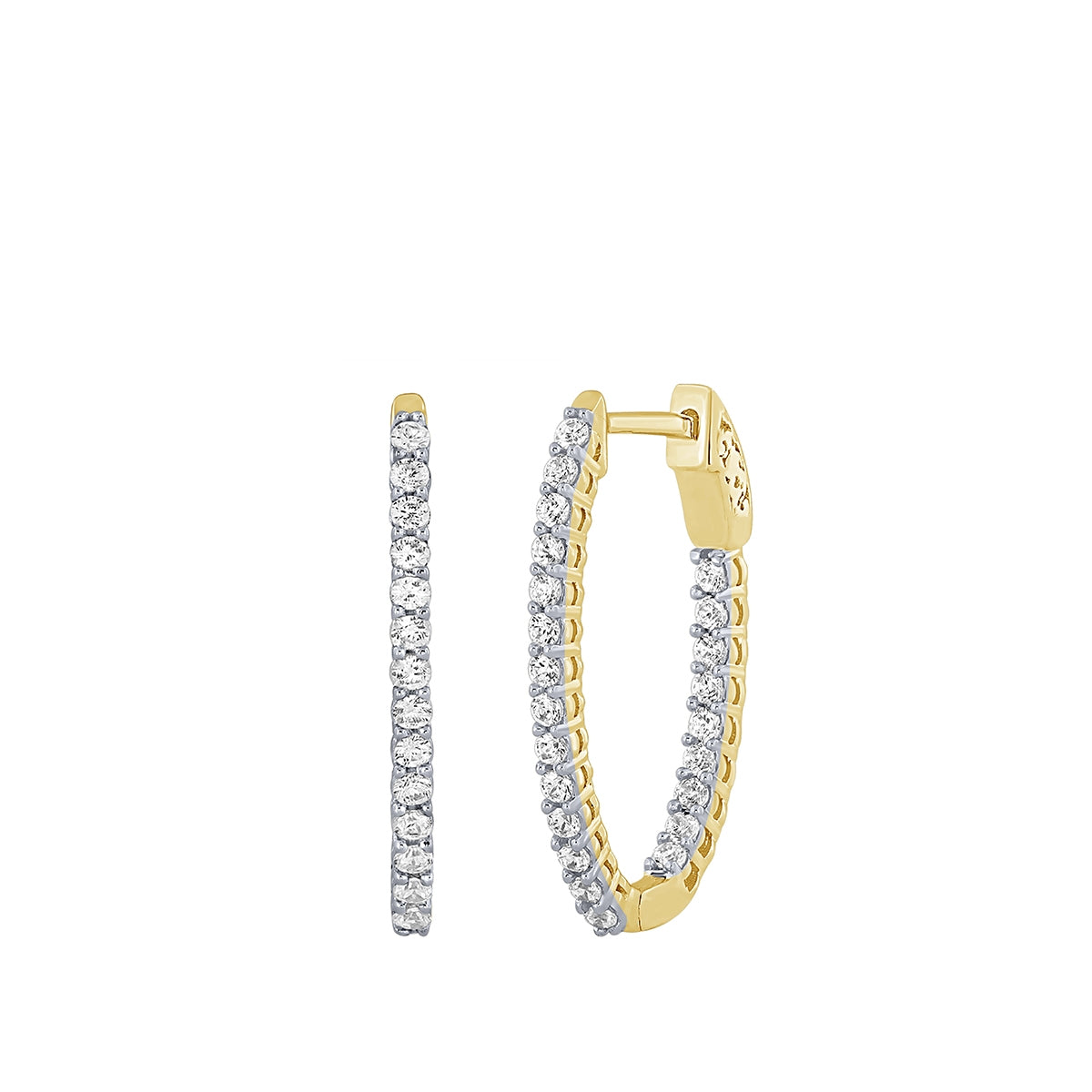 Adamante 1/2 ct. tw. Lab-Grown Diamond Inside Out Oval Hoop Earrings in 10K Yellow Gold