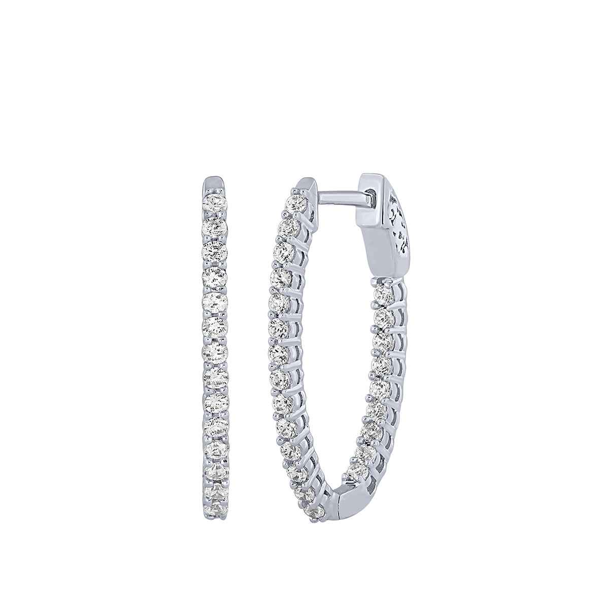 Adamante 1 ct. tw. Lab-Grown Diamond Inside Out Oval Hoop Earrings in 10K White Gold
