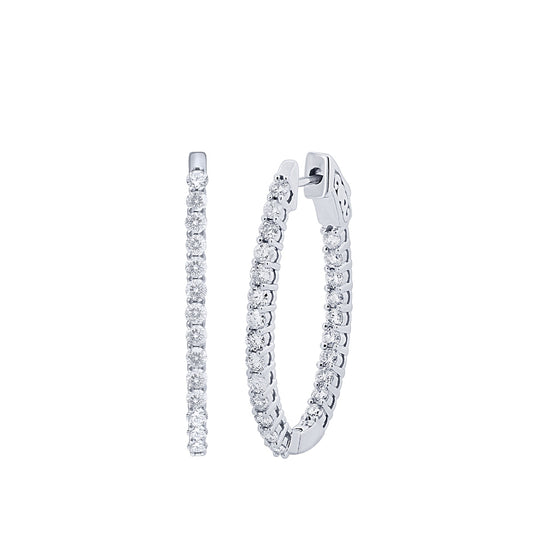 Adamante 1-1/2 ct. tw. Lab-Grown Diamond Oval Inside Out Hoop Earrings in 10K White Gold