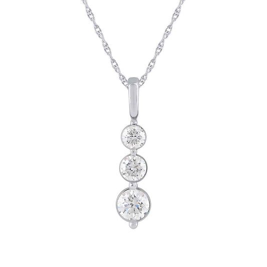 Adamante 1 ct. tw. Lab-Grown 3-stone Diamond Pendant in 10K White Gold