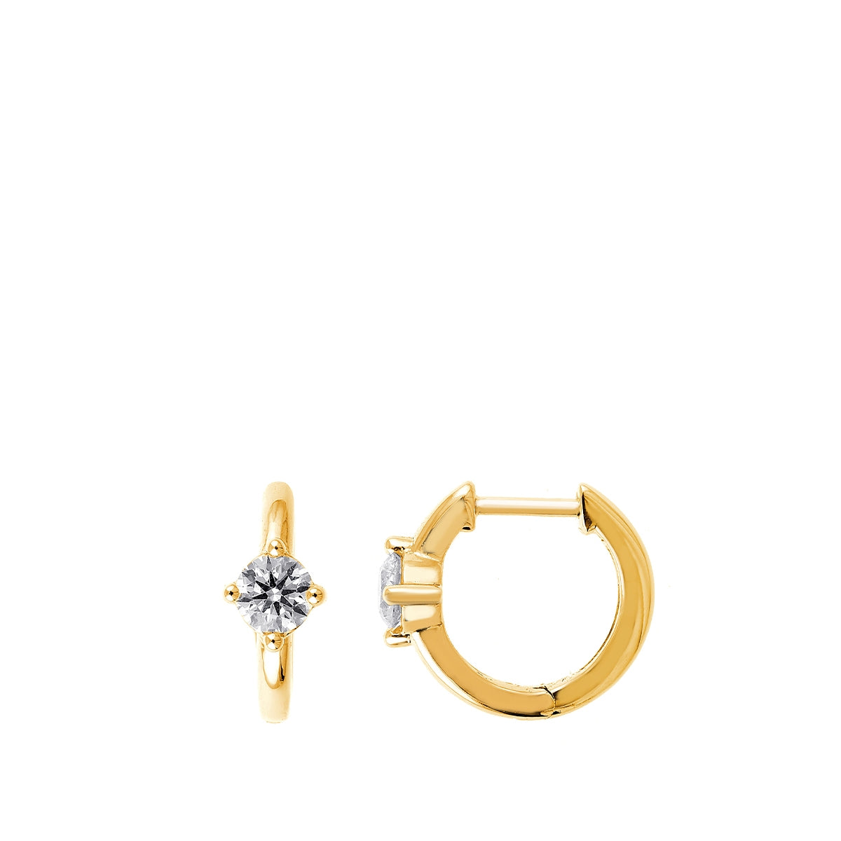 Adamante 1/2 ct. tw. Lab-Grown Round Diamond Huggie Hoop Earrings in 10K Yellow Gold