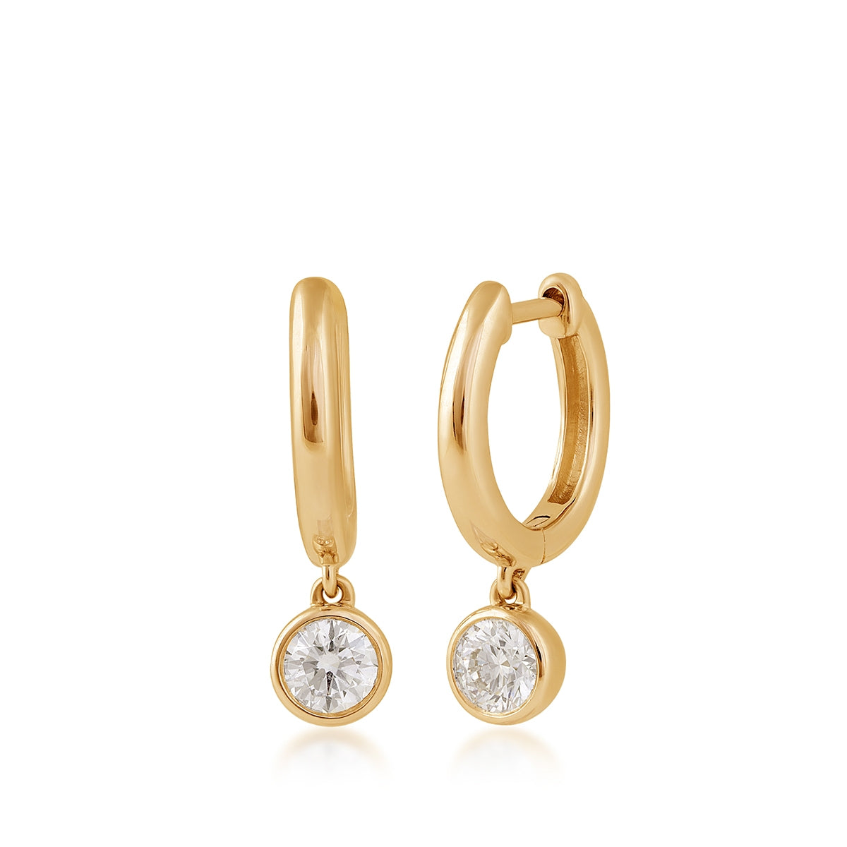 Adamante 1/2 ct. tw. Lab-Grown Round Diamond Drop Huggie Hoop Earrings in 10K Yellow Gold