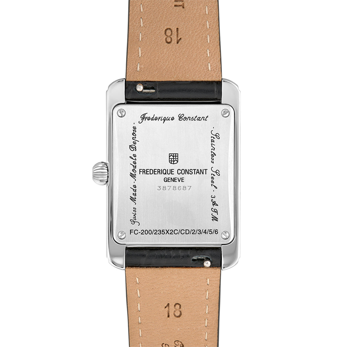 Frederique Constant diamond square watch with leather strap