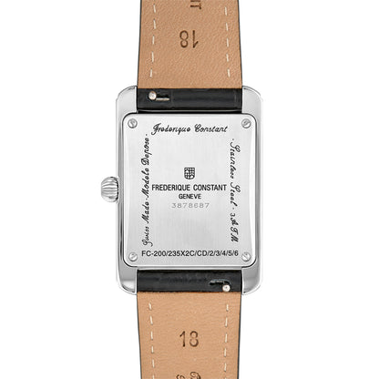 Frederique Constant diamond square watch with leather strap