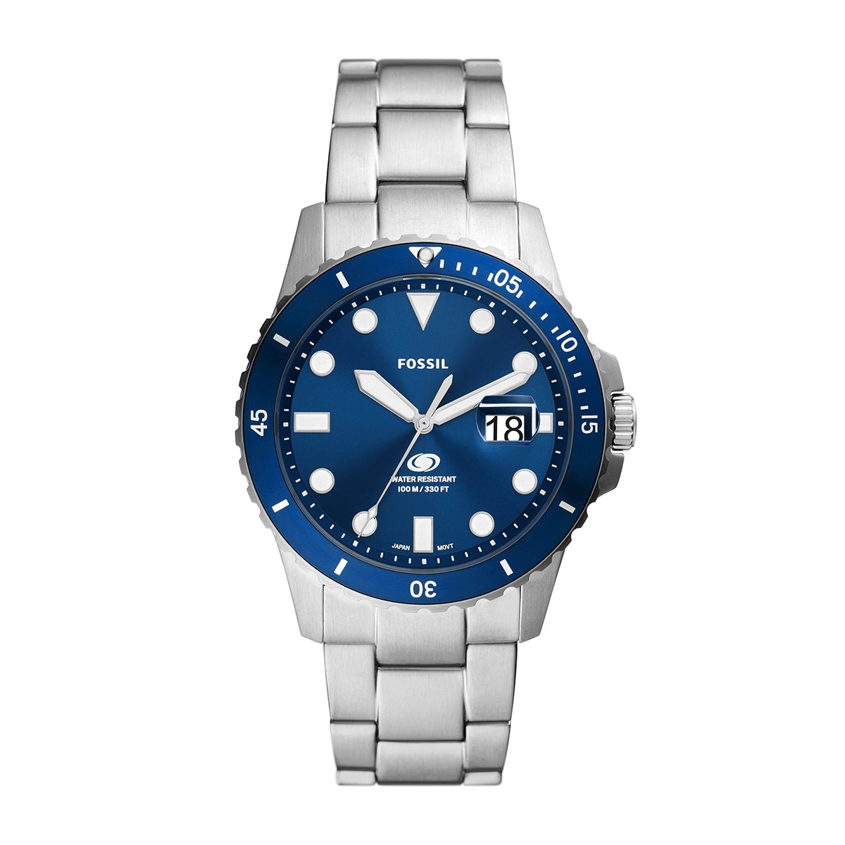Fossil Men's Blue Dive Quartz Stainless Steel Watch with Blue Dial