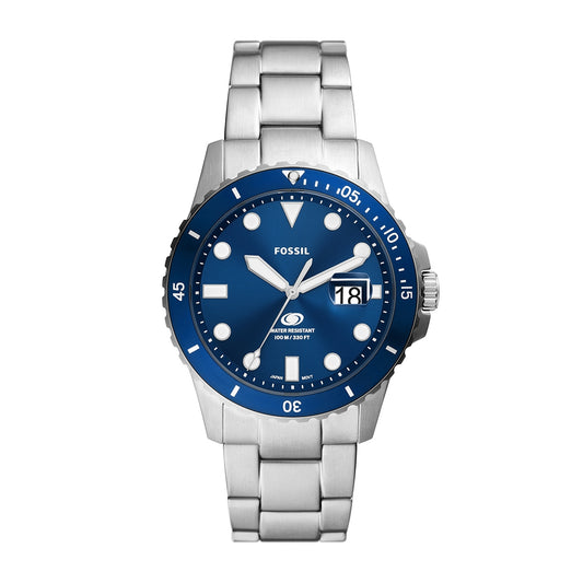 Fossil Men's Blue Dive Quartz Stainless Steel Watch with Blue Dial