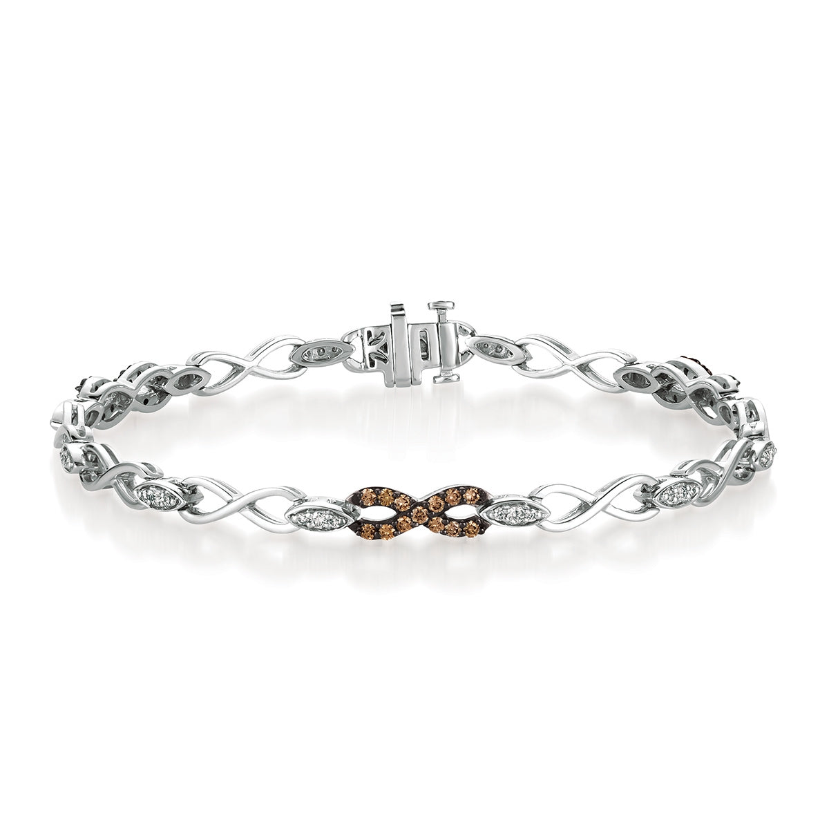 Le Vian 5/8 ct. tw. Chocolate & Vanilla Diamond 7.25-inch Infinity Bracelet in 14K Vanilla Gold