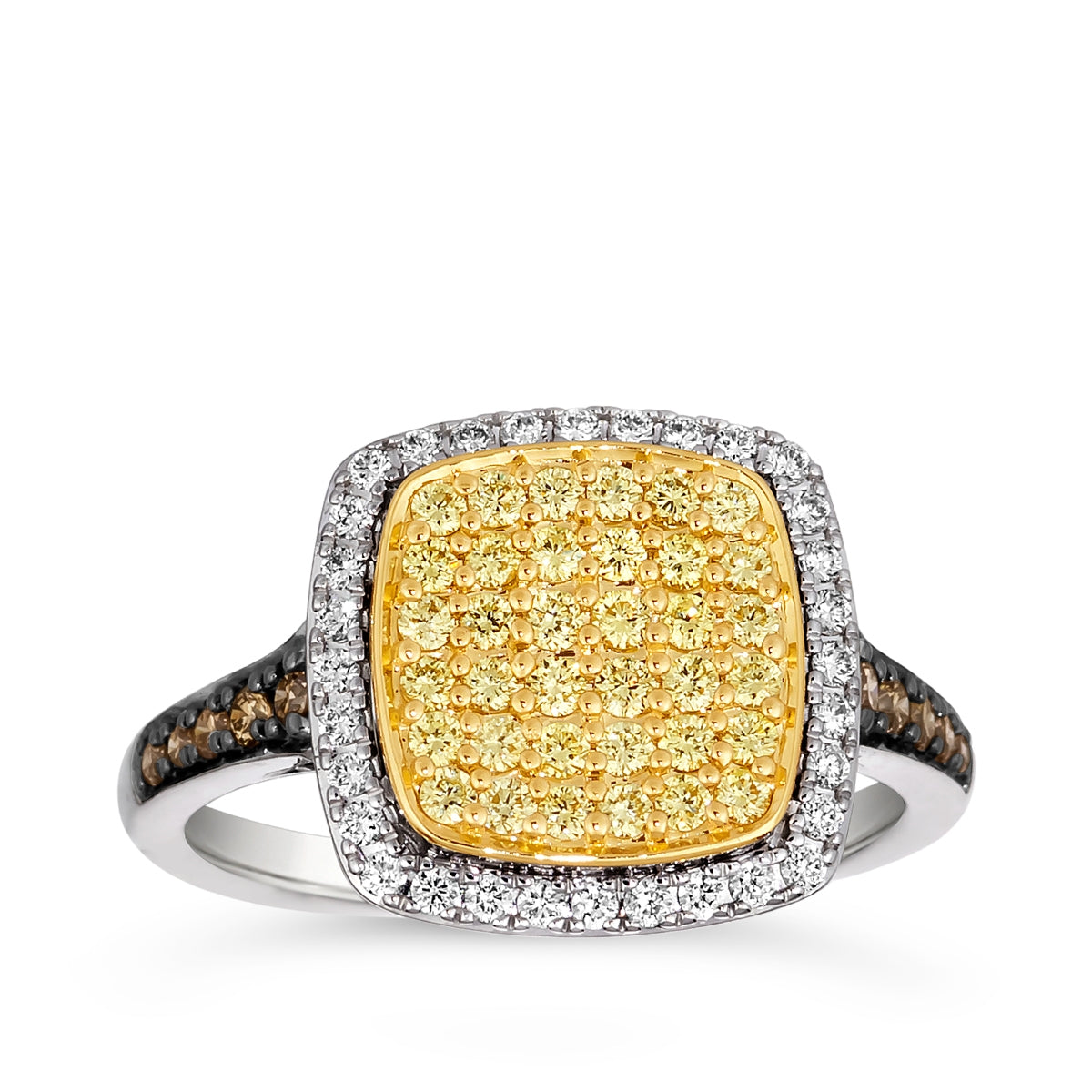 Le Vian 5/8 ct. tw. Sunny Yellow & Vanilla & Chocolate Diamond Pave Halo Ring in 14K Vanilla & Honey Gold