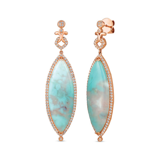 Le Vian Marquise Aquaprase & Vanilla Topaz Dangle Earrings in 14K Strawberry Gold