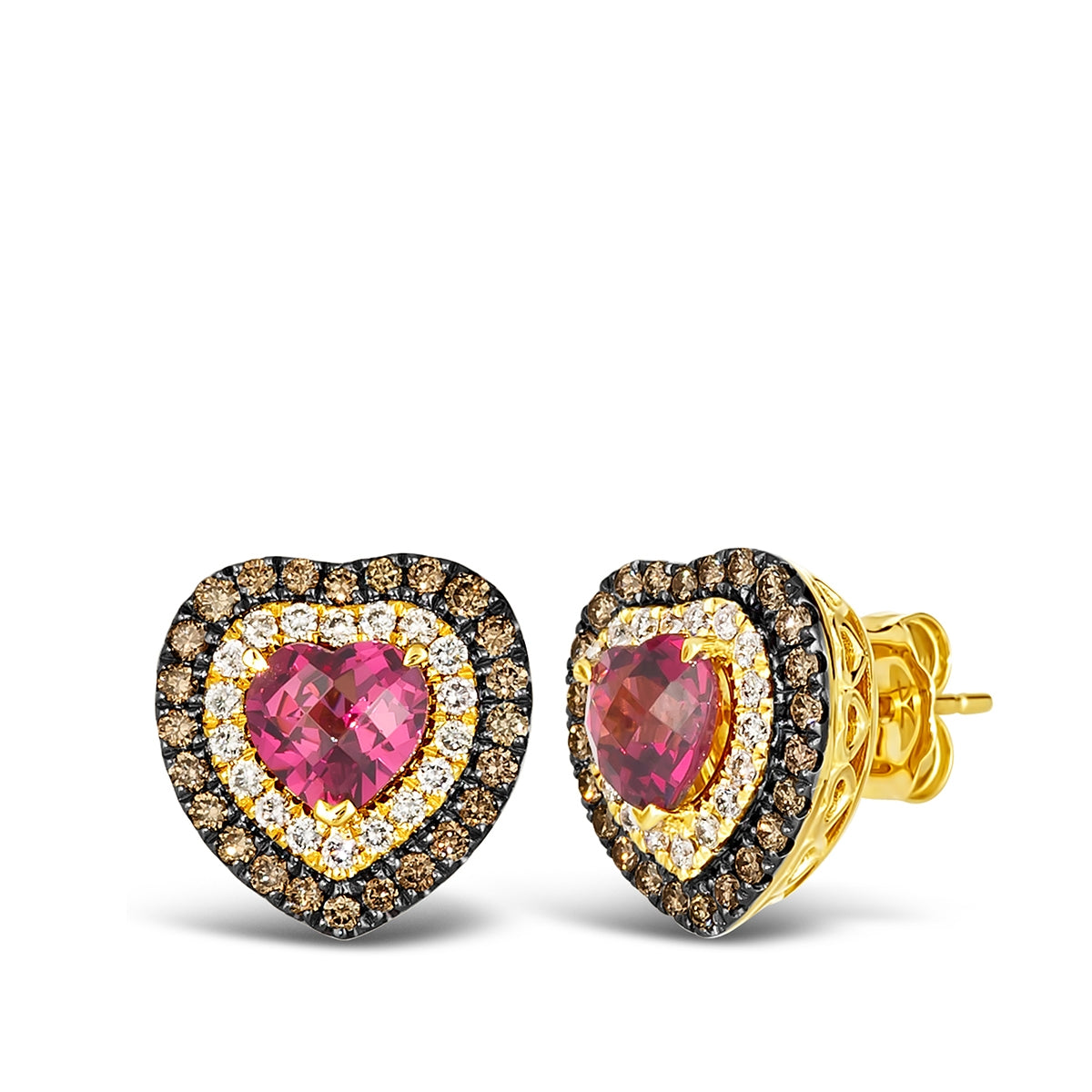 Le Vian Heart Garnet & 3/4 ct. tw. Chocolate & Nude Diamond Heart Earrings in 14K Honey Gold