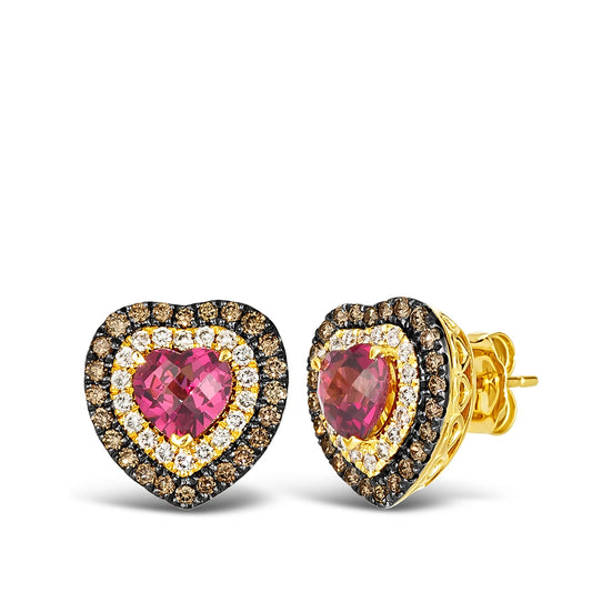 Le Vian Heart Garnet & 3/4 ct. tw. Chocolate & Nude Diamond Heart Earrings in 14K Honey Gold