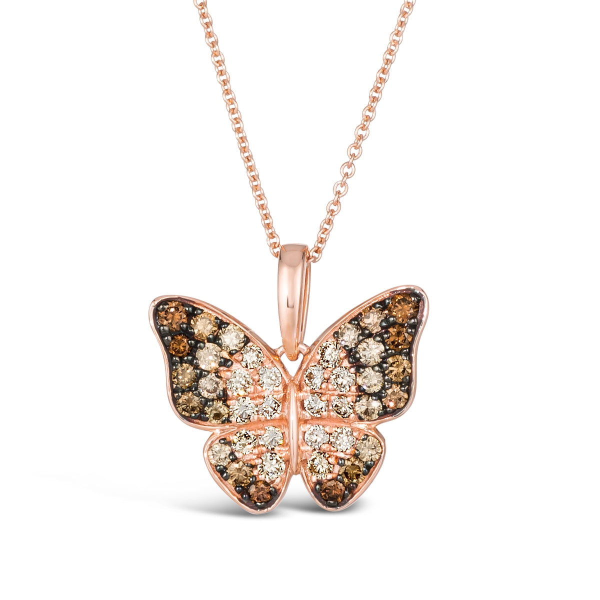 Le Vian 7/8 ct. tw. Chocolate & Vanilla Ombre Diamond Butterfly Pendant in 14K Strawberry Gold