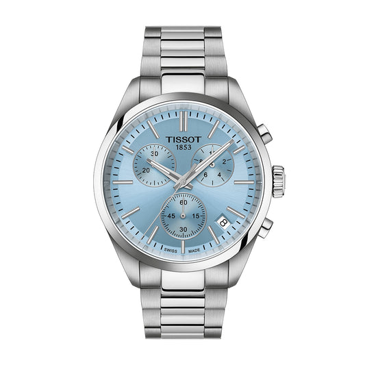 Tissot Men's PR 100 Chronograph Stainless Steel Watch with Blue Dial