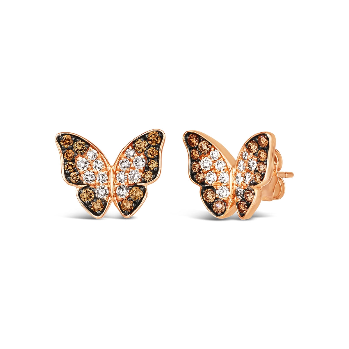 Le Vian 3/4 ct. tw. Chocolate & Vanilla Ombre Diamond Butterfly Earrings in 14K Strawberry Gold