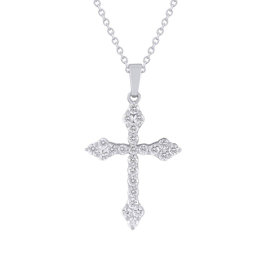 Adamante 1/2 ct. tw. Lab-Grown Diamond Cross Pendant in 10K White Gold