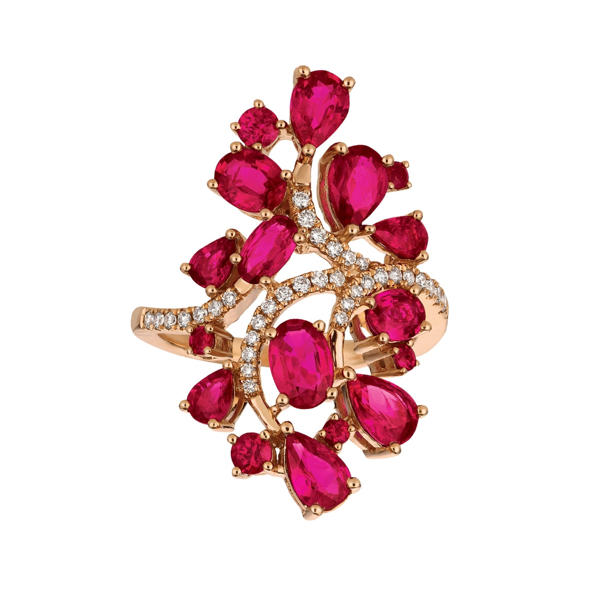 Le Vian Passion Ruby Cluster & 1/5 ct. tw. Vanilla Diamond Ring in 14K Strawberry Gold