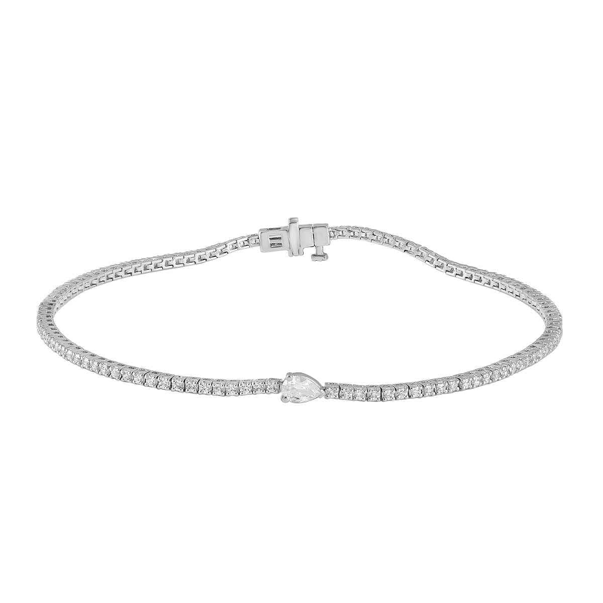 Adamante 1 ct. tw. Lab-Grown Pear & Round Diamond Tennis Bracelet in 14K White Gold