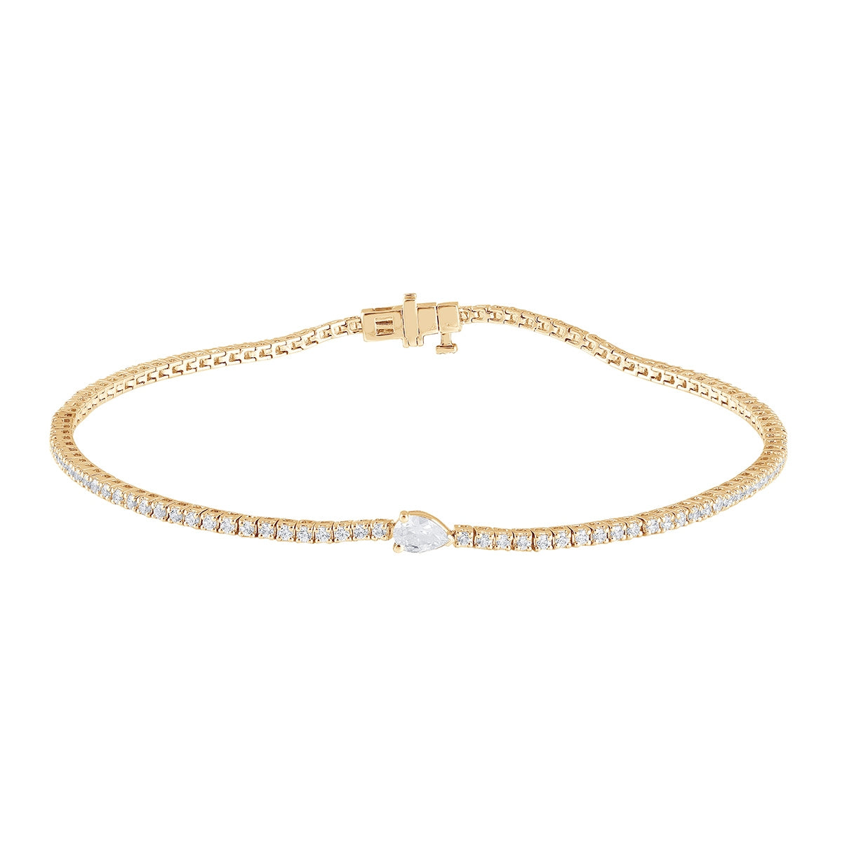 Adamante 1 ct. tw. Lab-Grown Pear & Round Diamond Tennis Bracelet in 14K Yellow Gold
