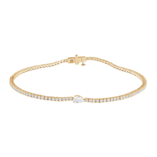 Adamante 1 ct. tw. Lab-Grown Pear & Round Diamond Tennis Bracelet in 14K Yellow Gold