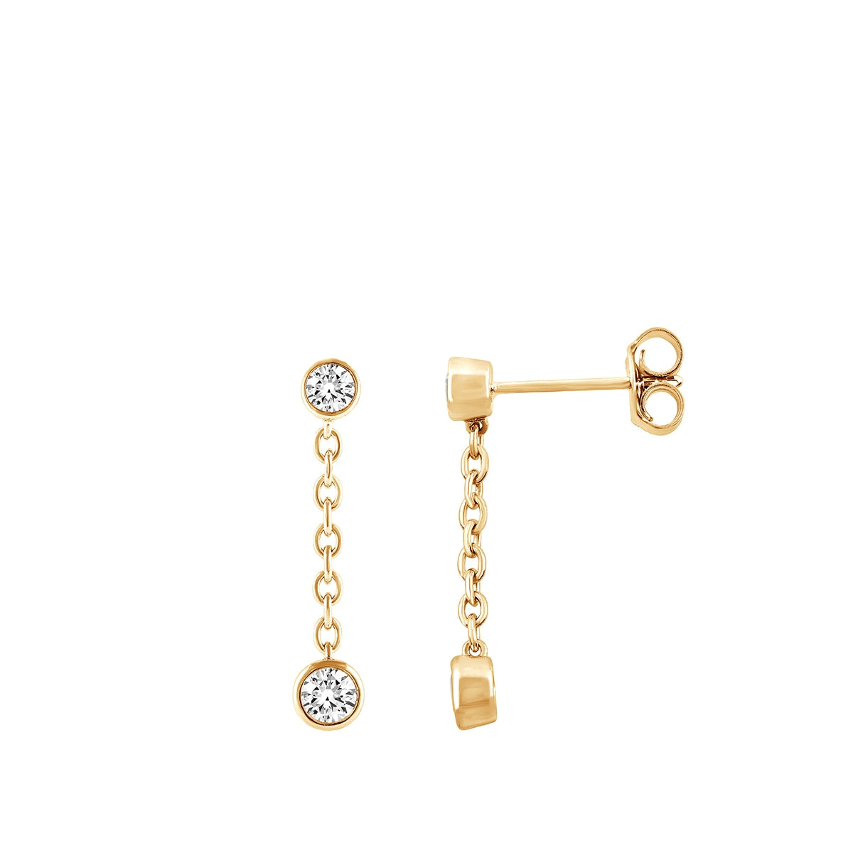 Adamante 3/4 ct. tw. Lab-Grown Round Diamond Bezel Drop Earrings in 10K Yellow Gold