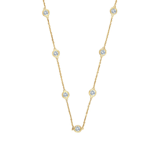 Adamante 1 ct. tw. Lab-Grown Round Diamond Bezel Station Necklace in 14K Yellow Gold