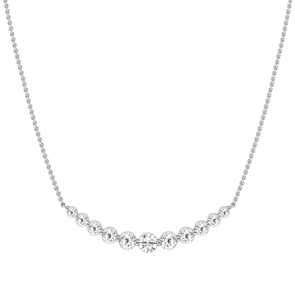 Adamante 2 ct. tw. Lab-Grown Diamond Curved Bar Necklace in 14K White Gold