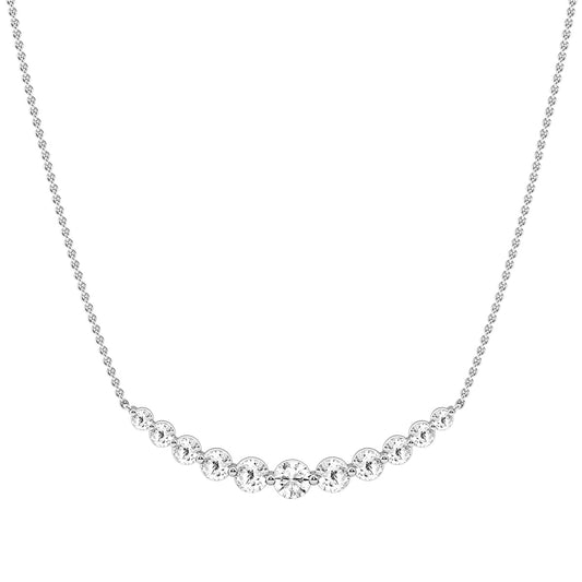 Adamante 2 ct. tw. Lab-Grown Diamond Curved Bar Necklace in 14K White Gold