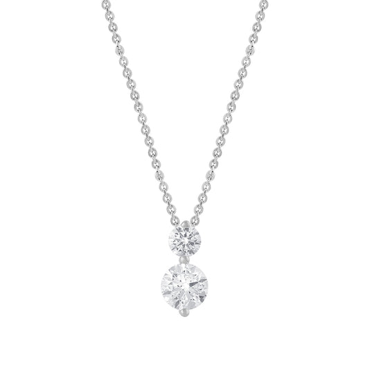 Adamante 1 ct. tw. Lab-Grown Round Brilliant Diamond 2-Stone Pendant in 14K White Gold
