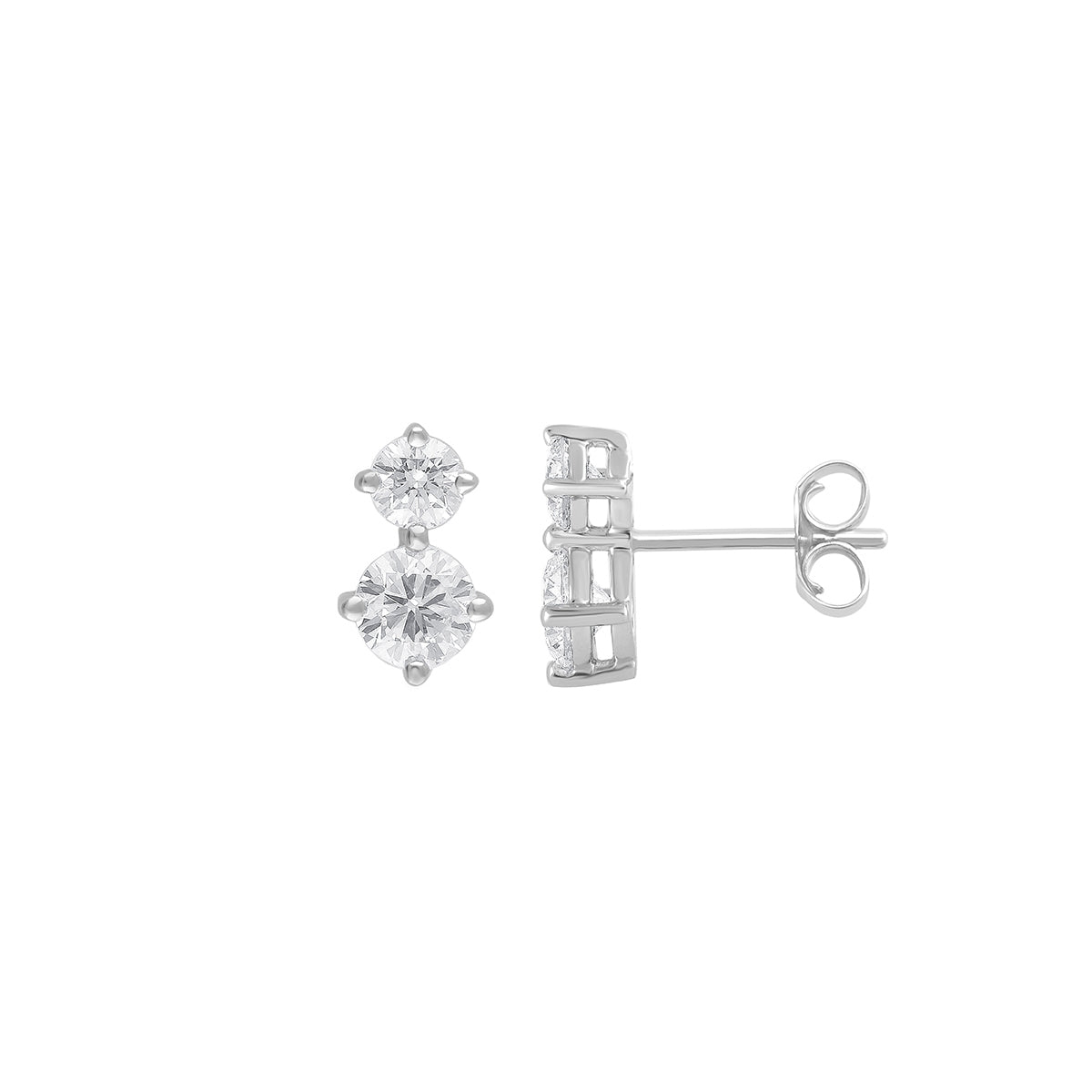 Adamante 1 ct. tw. Lab-Grown Round Brilliant Diamond 2-Stone Earrings in 14K White Gold