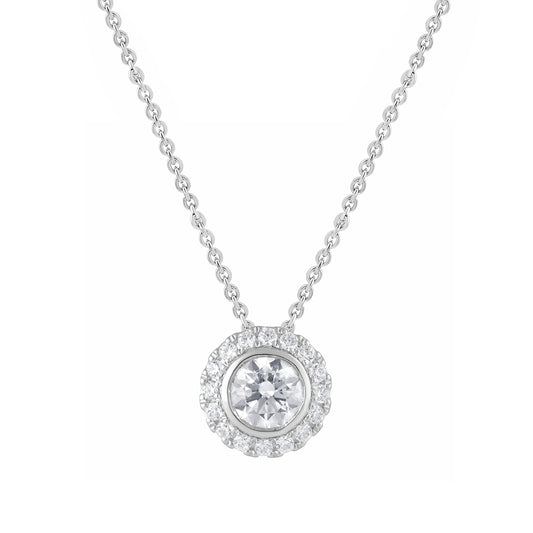 Adamante 5/8 ct. tw. Lab-Grown Round Brilliant Diamond Halo Pendant in 10K White Gold