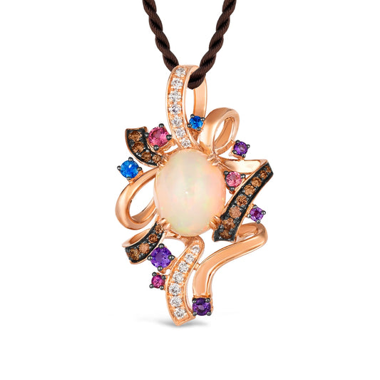 Le Vian Neopolitan Opal & 1/2 ct. tw. Chocolate & Nude Diamond & Multi-Gemstone Pendant in 14K Strawberry Gold