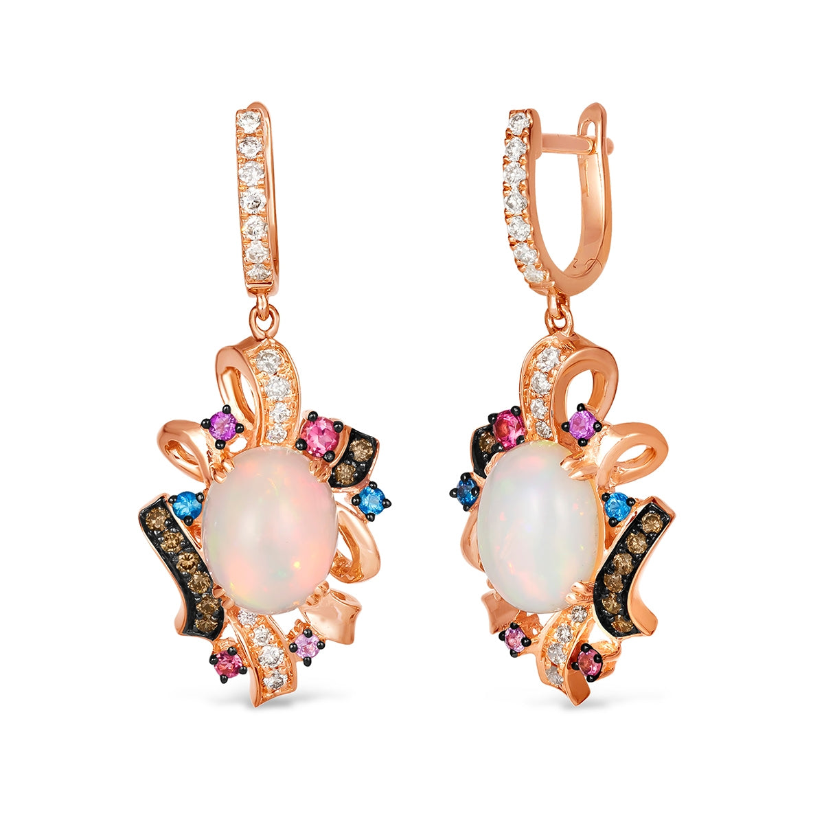 Le Vian Neopolitan Opal & 1/2 ct. tw. Chocolate & Nude Diamond & Multi-Gemstone Dangle Earrings in 14K Strawberry Gold