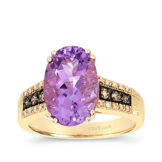 Le Vian Oval Grape Amethyst & 1/5 ct. tw. Chocolate & Nude Diamond Ring in 14K Honey Gold