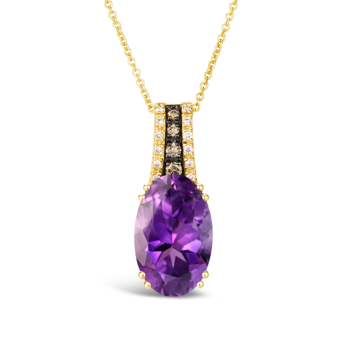 Le Vian Oval Grape Amethyst & 1/8 ct. tw. Chocolate & Nude Diamond Pendant in 14K Honey Gold