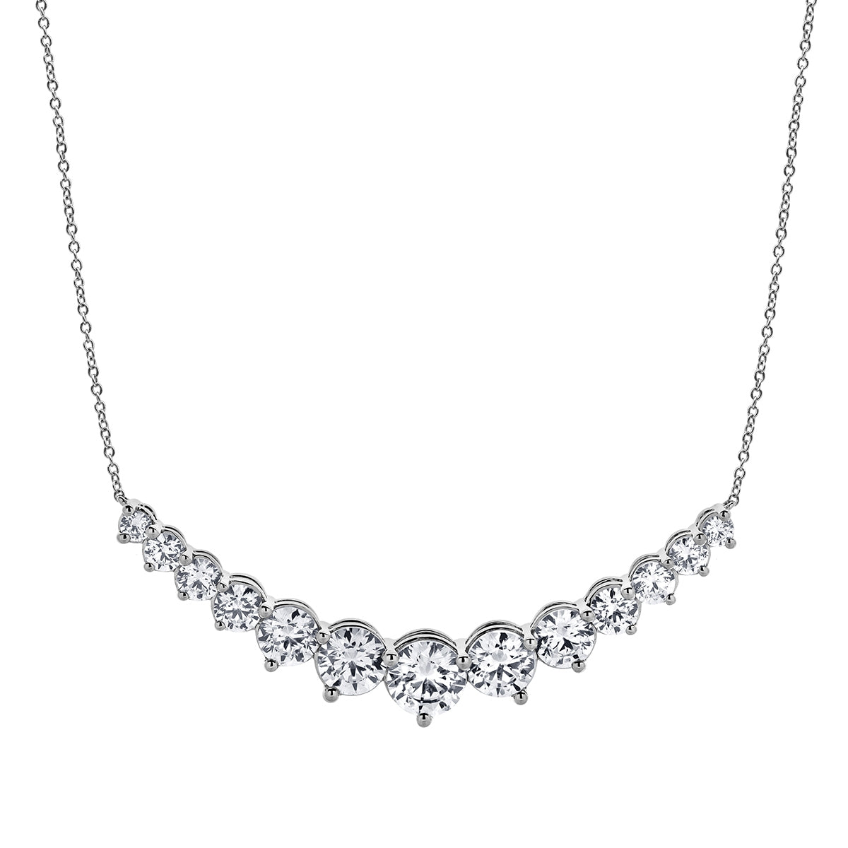 Adamante 5 ct. tw. Lab-Grown Diamond Curved Bar Necklace in 14K White Gold