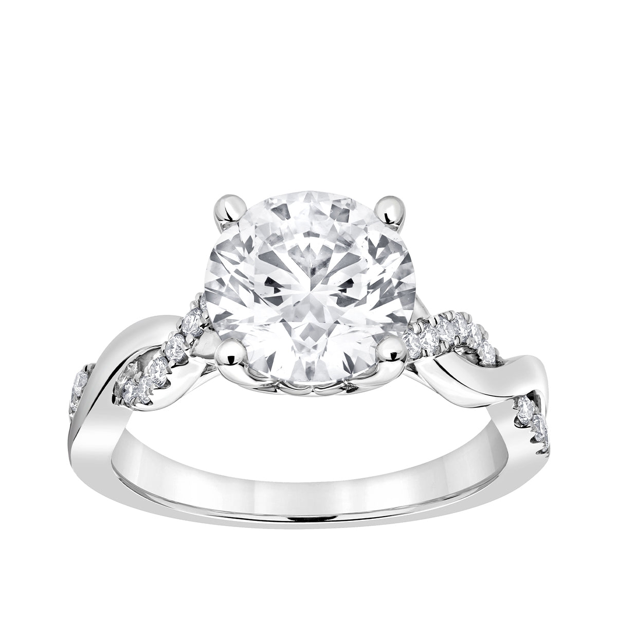 Radiance 2-5/8 ct. tw. Round Brilliant Diamond Twist Engagement Ring in 14K White Gold