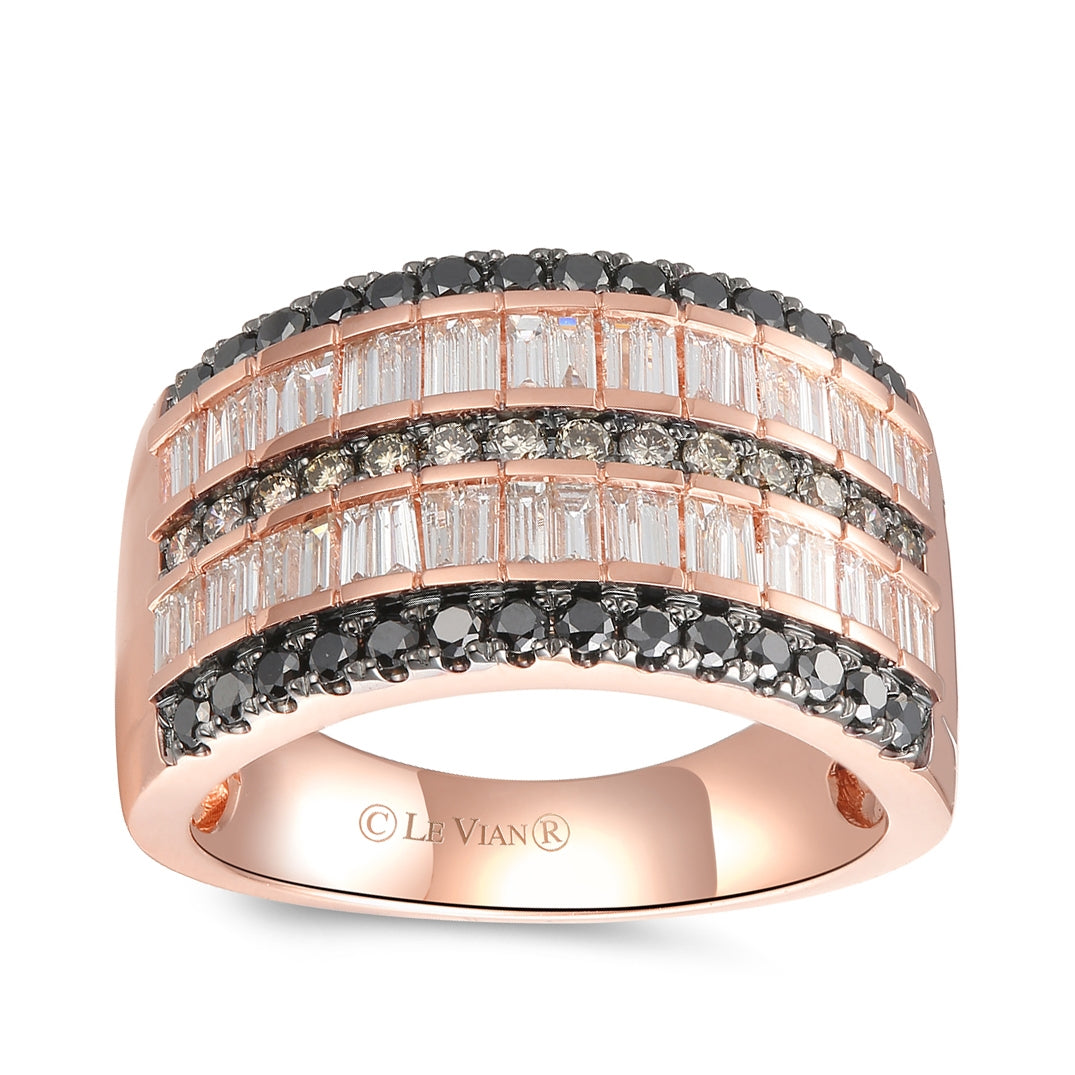 Le Vian 1-3/8 ct. tw. Vanilla & Chocolate & Blackberry Diamond Multi-Row Ring in 14K Strawberry Gold