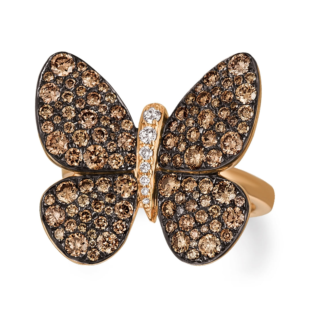 Le Vian 1-7/8 ct. tw. Chocolate & Vanilla Diamond Pave Butterfly Ring in 14K Strawberry Gold