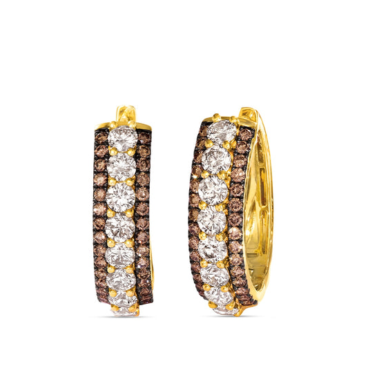 Le Vian 4-1/4 ct. tw. Chocolate & Nude Diamond Hoop Earrings in 14K Honey Gold