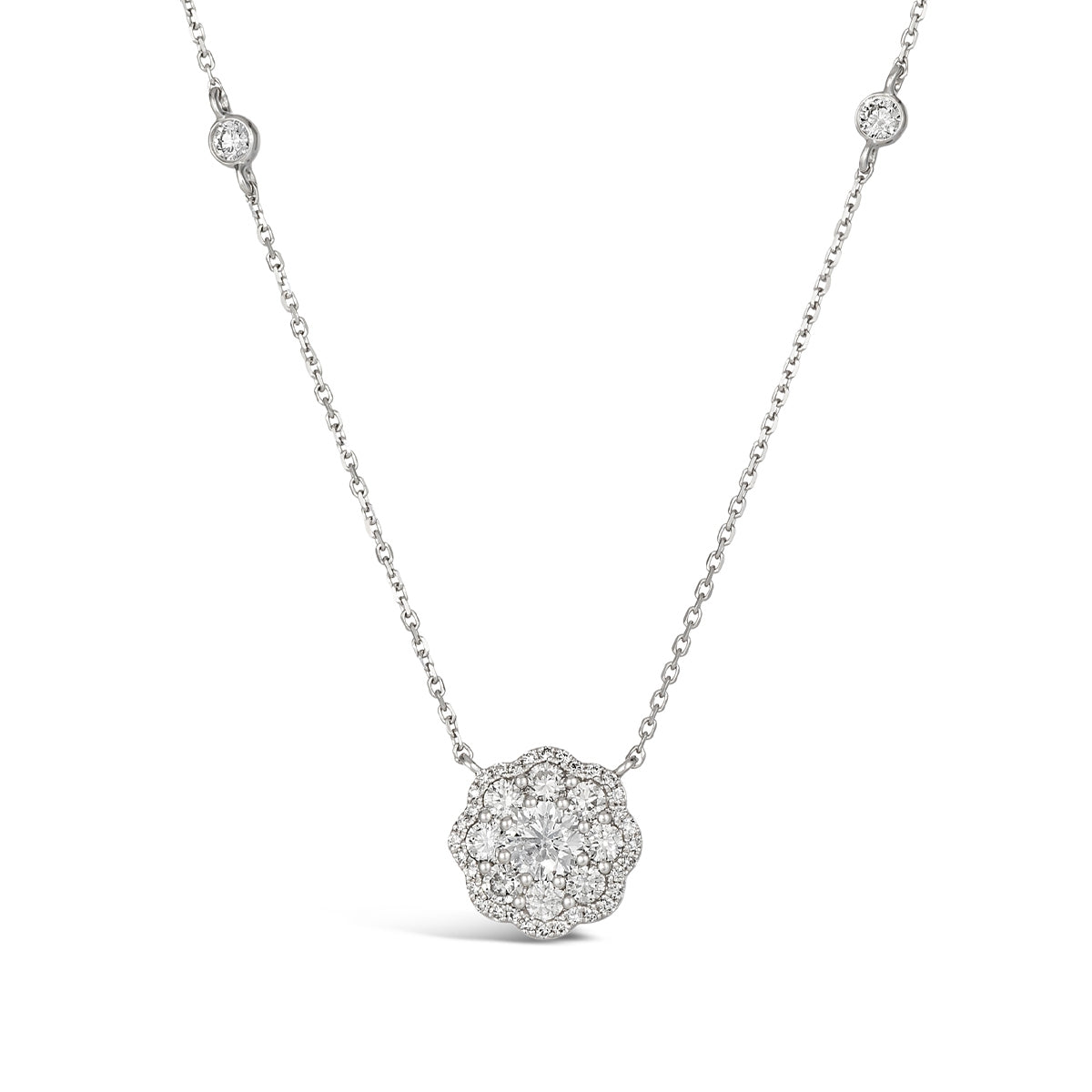 Le Vian 1 ct. tw. Vanilla Diamond Scalloped Halo Necklace in Platinum