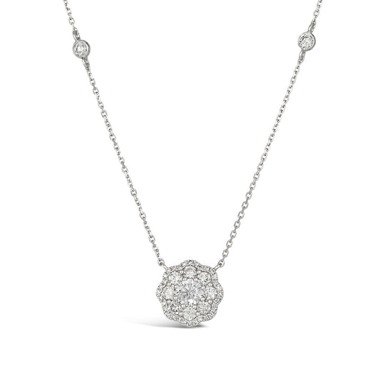 Le Vian 1 ct. tw. Vanilla Diamond Scalloped Halo Necklace in Platinum