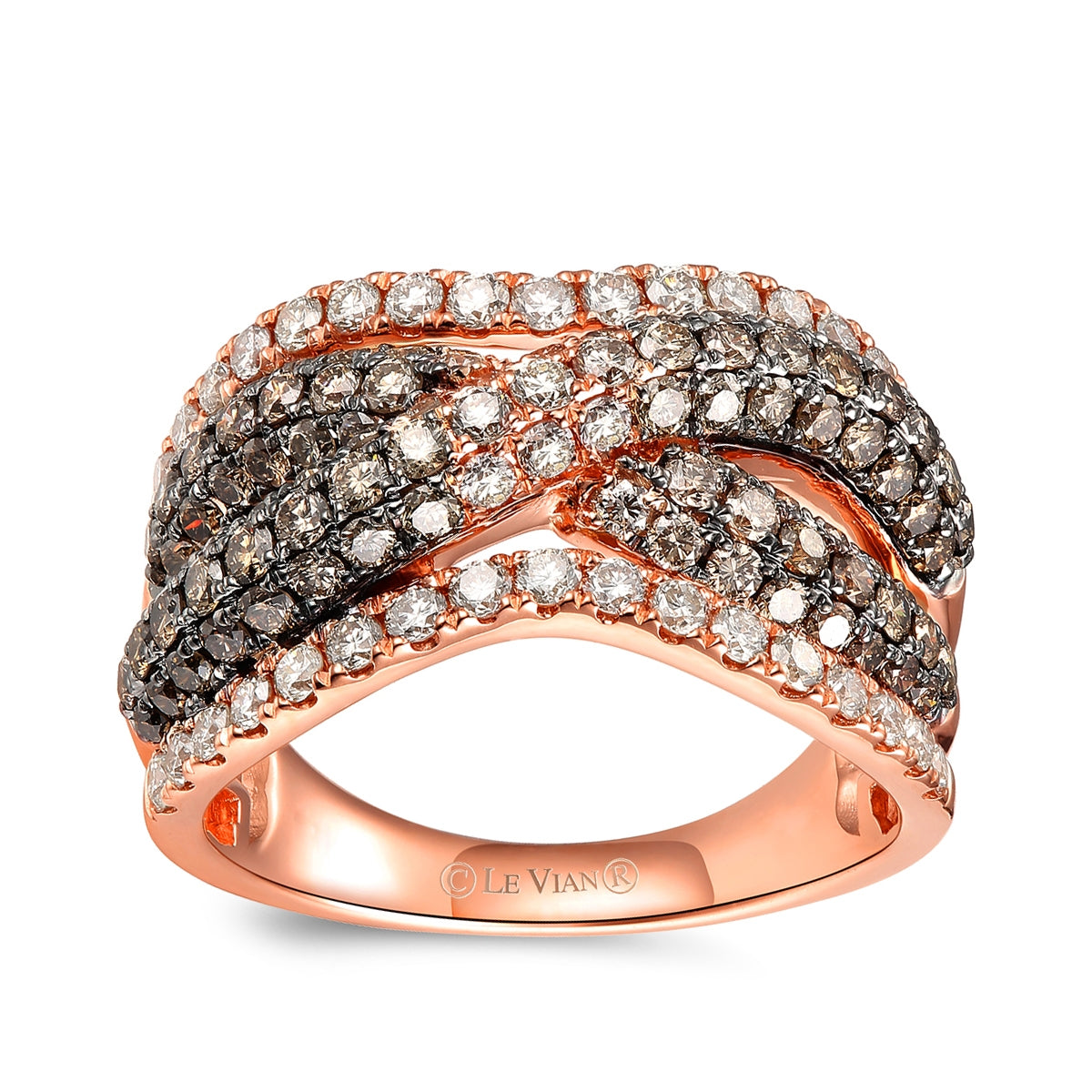 Le Vian 2 ct. tw. Chocolate & Nude Ombre Diamond Crossover Ring in 14K Strawberry Gold
