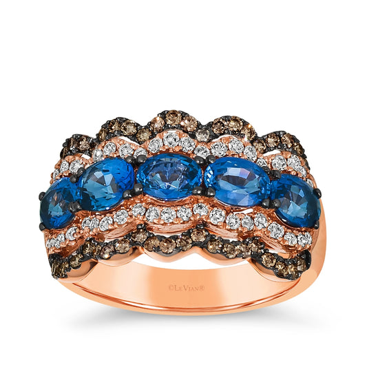 Le Vian Oval Blueberry Sapphire & 5/8 ct. tw. Chocolate & Nude Diamond Ring in 14K Strawberry Gold