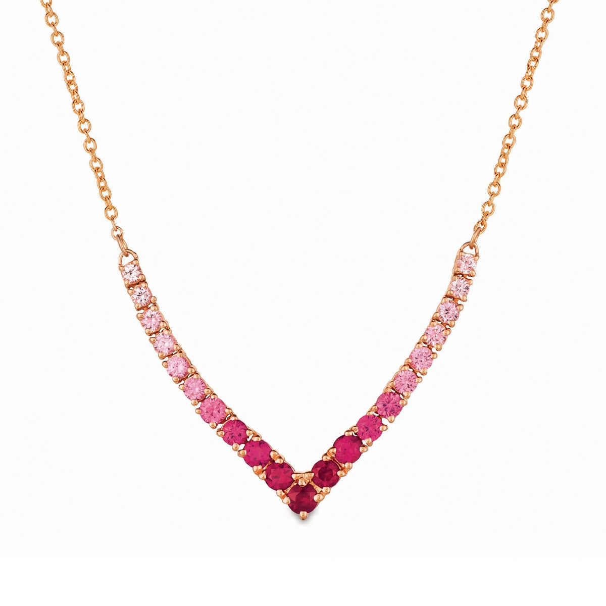 Le Vian Strawberry Ombre Ruby Chevron Necklace in 14K Strawberry Gold