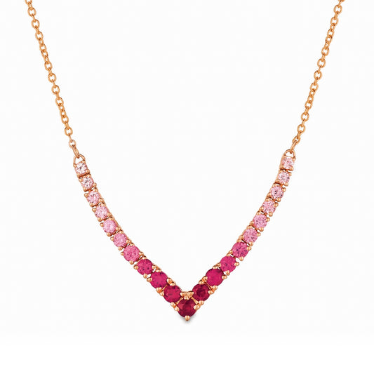 Le Vian Strawberry Ombre Ruby Chevron Necklace in 14K Strawberry Gold